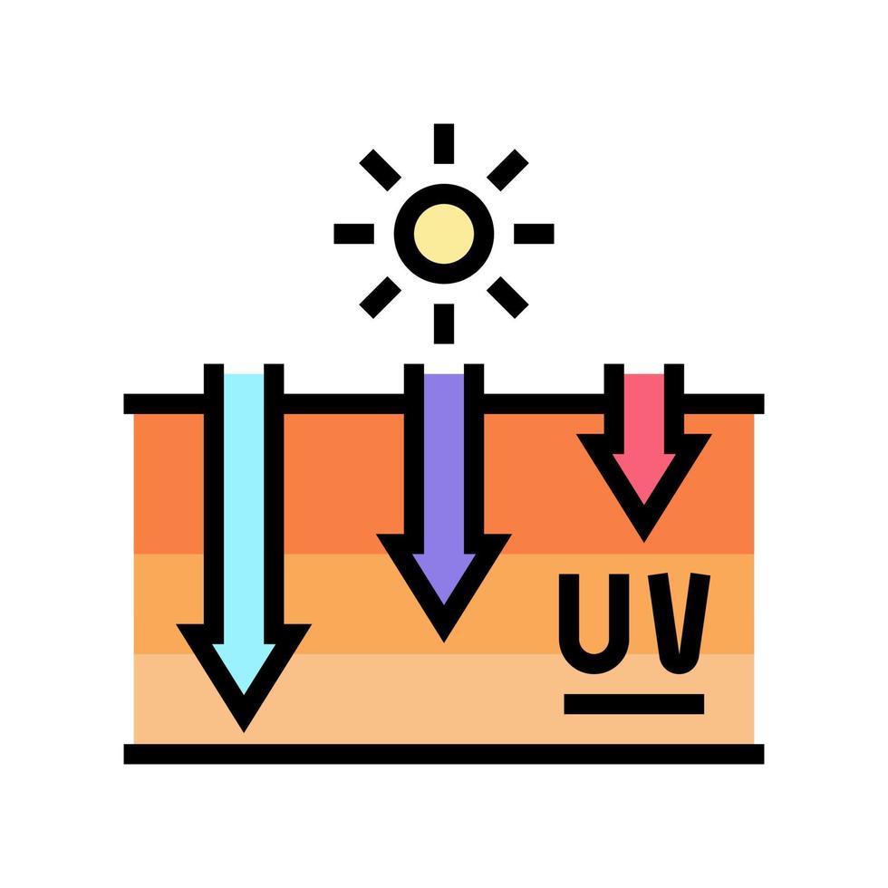 exponering av huden för UV-strålar garvningsprocess färgikon vektorillustration vektor