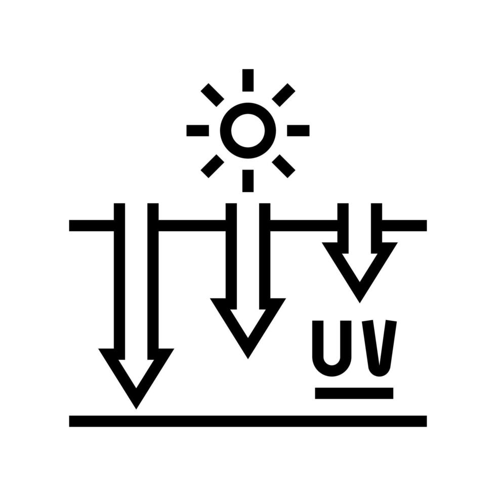 Exposition der Haut gegenüber UV-Strahlen Bräunung Prozesslinie Symbol Vektor Illustration