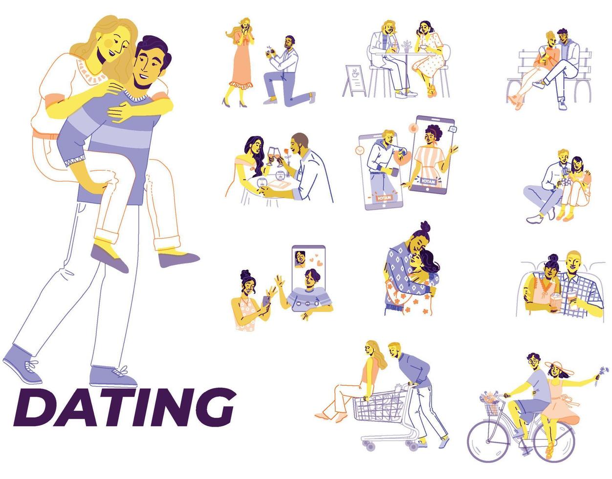 uppsättning människor dating illustration vektor