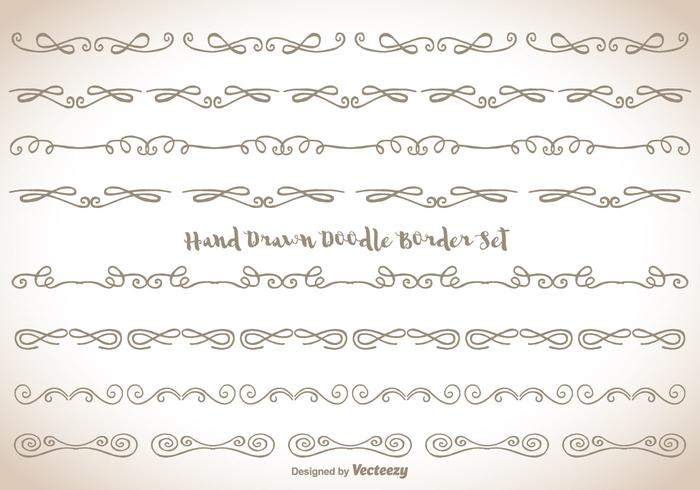 Handdragen Doodle Border Set vektor