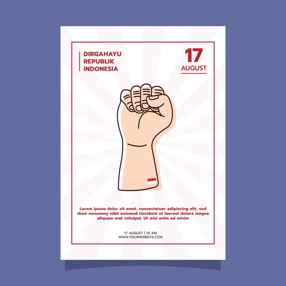 vit affisch Indonesiens självständighetsdag, indonesiens självständighetsaffischmall vektor