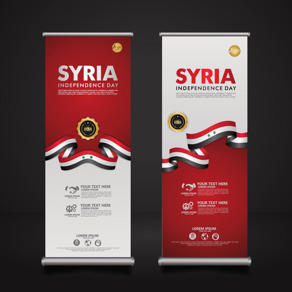 ställa in roll up banner kampanjer syrien glad självständighetsdagen bakgrundsmall vektor