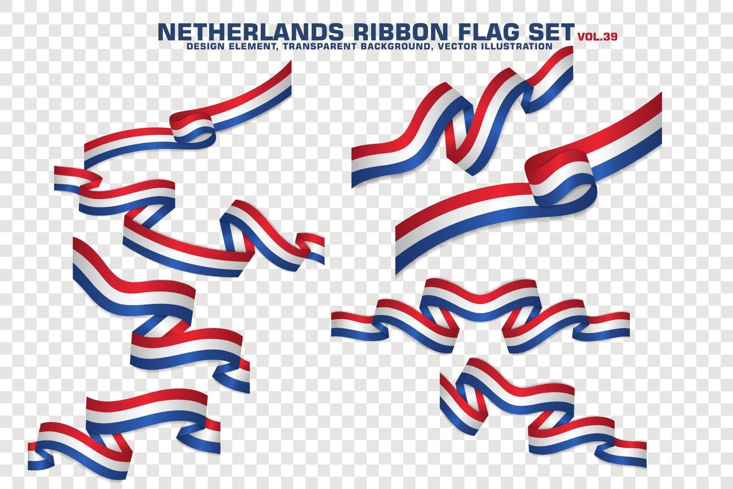 Nederländerna bandflaggor set, elementdesign, 3d-stil. vektor illustration