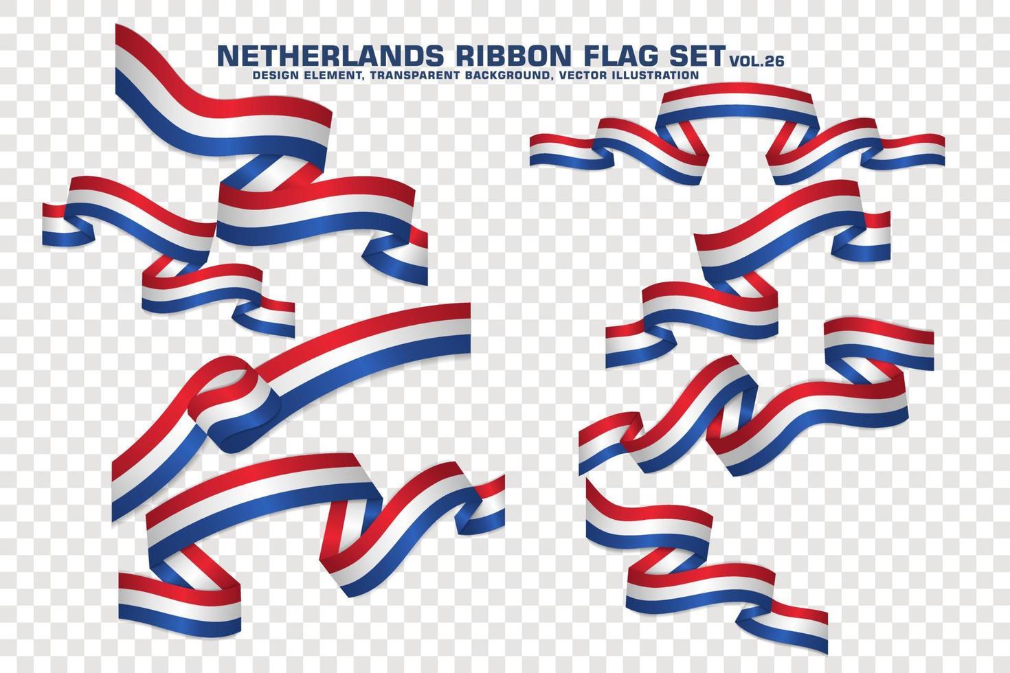 nederländerna bandflaggor set, elementdesign, 3d-stil. vektor illustration