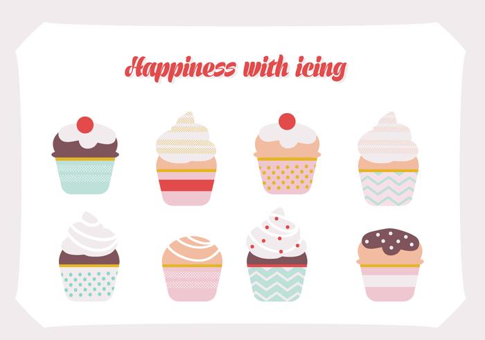 Free Set Cupcakes Vektor Hintergrund