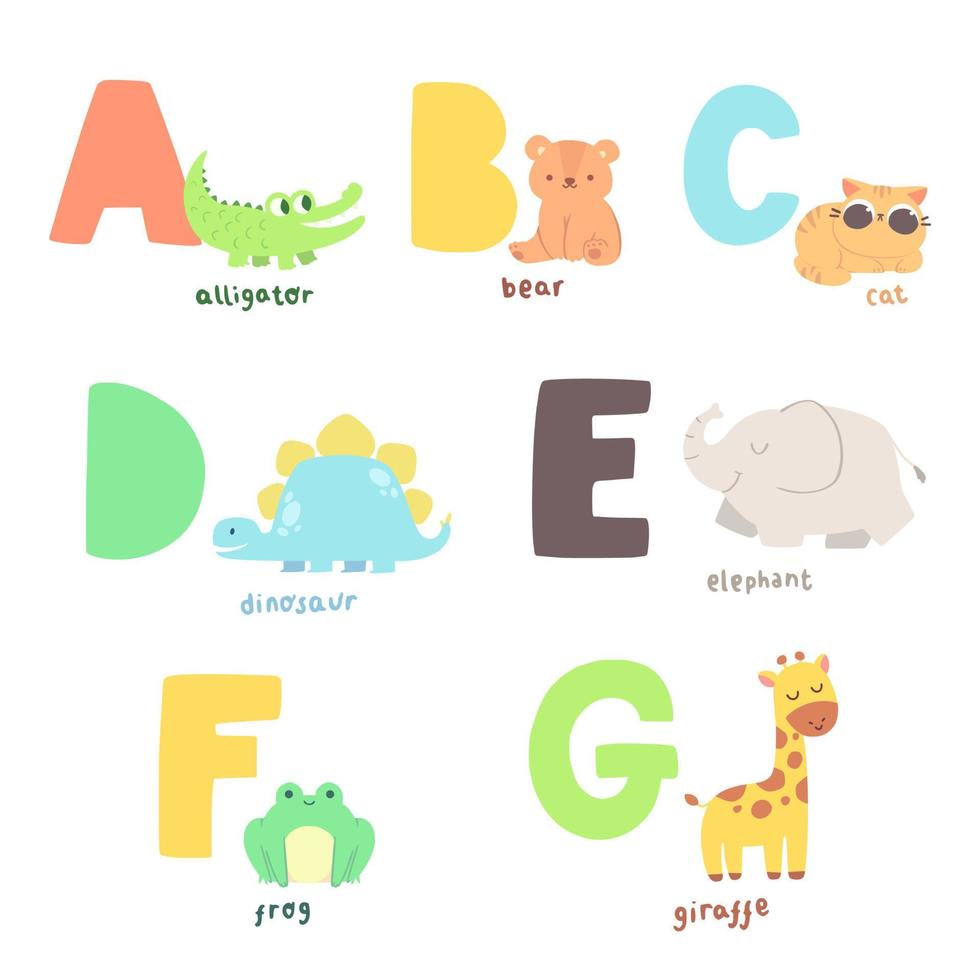 söta djur alfabetet ag vektorillustration vektor