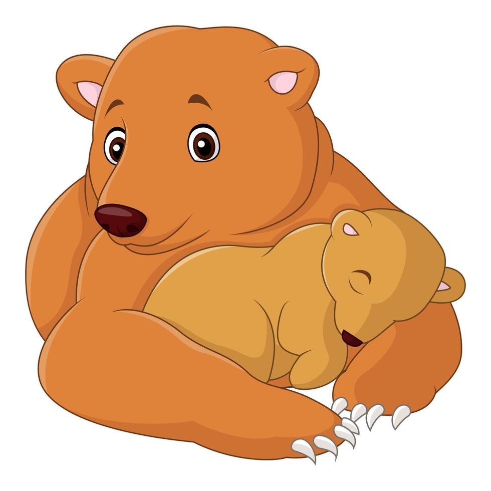 mor och baby björn tecknad vektor