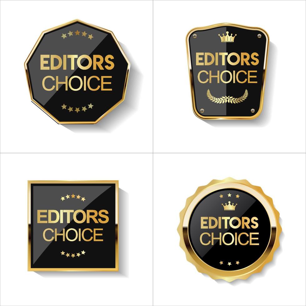 Goldenes Redakteurs-Wahl-Abzeichen auf weißem Hintergrund vektor