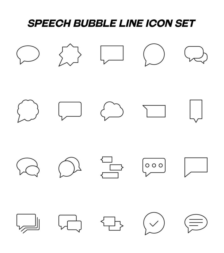 pratbubbla linje Ikonuppsättning. monokrom minimalistisk illustration lämplig för appar, böcker, mallar, artiklar etc. vektortecken av olika pratbubblor vektor