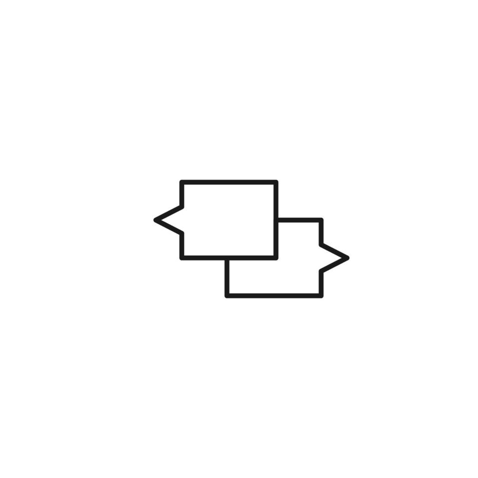 svart och vitt enkelt tecken. monokrom minimalistisk illustration lämplig för appar, böcker, mallar, artiklar etc. vektorlinjeikon av rektangulära pratbubblor med svansar vektor