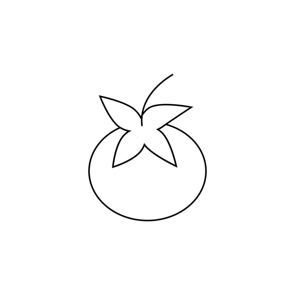Pflanzennahrungskonzept. Zeichen für Obst und Gemüse. Vektorsymbol perfekt für Geschäfte, Geschäfte, Banner, Etiketten, Aufkleber usw. Liniensymbol der Tomate vektor
