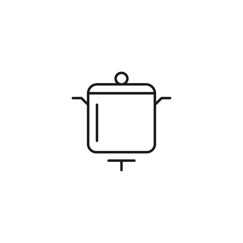 Lebensmittel- und Ernährungskonzept. minimalistische einfarbige illustration gezeichnet mit schwarzer dünner linie. editierbares Strichvektorsymbol der Pfanne auf dem Ofen vektor
