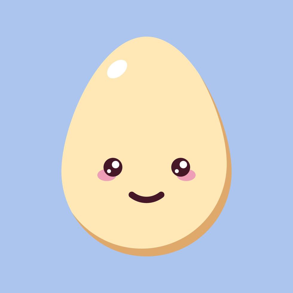 lebendiges Bild von hellbeigem Ei mit fröhlichem Gesicht im Cartoon-Stil. perfekt für Bücher, Anzeigen, Websites, Geschäfte, Apps usw vektor