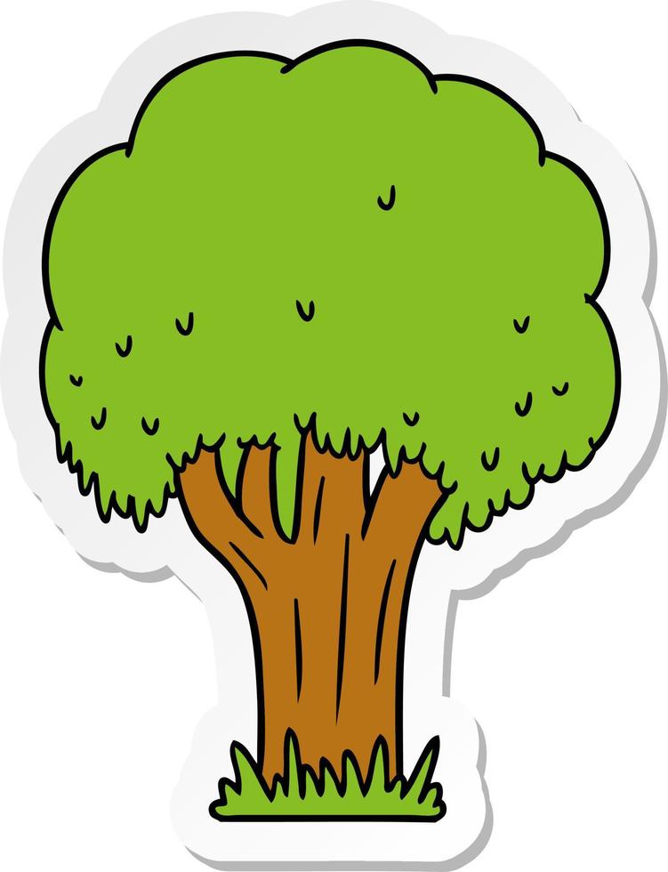 klistermärke tecknad doodle av ett sommarträd vektor