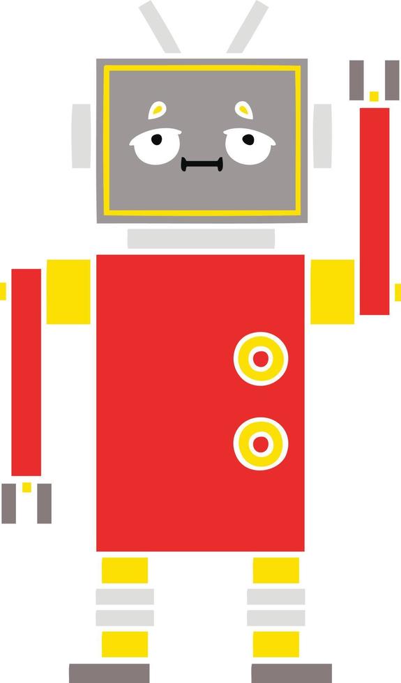 Retro-Cartoon-Roboter in flacher Farbe vektor