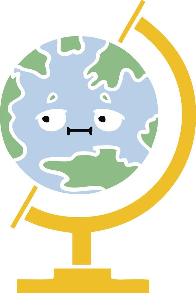 Flache Farbe Retro-Cartoon-Globus der Welt vektor