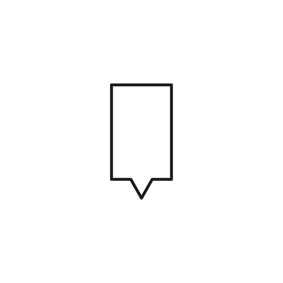 einfaches schwarz-weißes zeichen. monochrome minimalistische Illustration geeignet für Apps, Bücher, Vorlagen, Artikel usw. Vektorliniensymbol der rechteckigen Sprechblase mit Schwanz im unteren Teil vektor