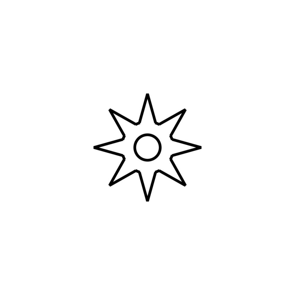 resor, semester och sommarlovskoncept. vektor kontur symbol för webbplatser, reklam, butiker etc. linje ikon av solen