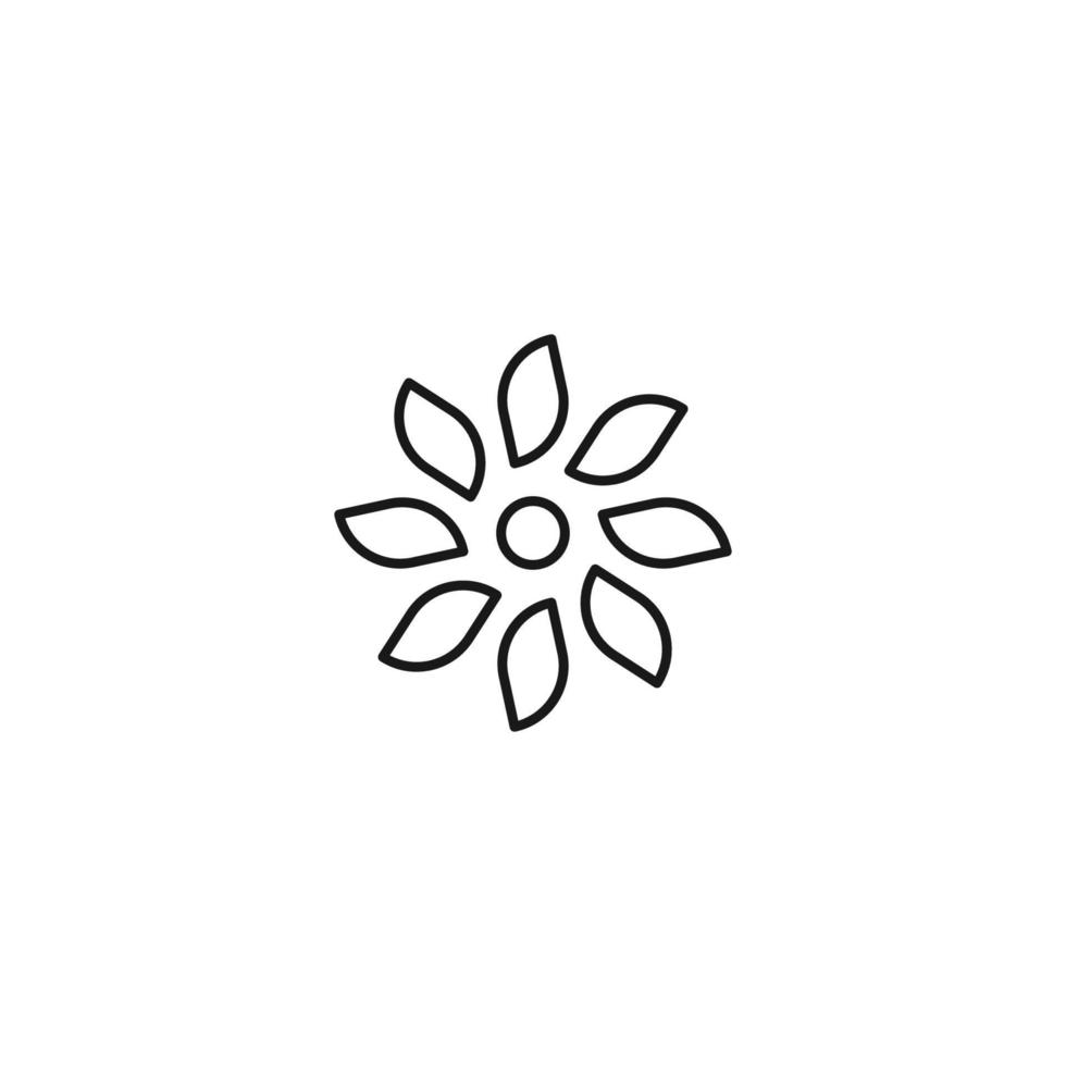Umriss monochromes Symbol im flachen Stil mit dünner Linie gezeichnet. editierbarer Strich. Liniensymbol der Blume mit scharfen Blütenblättern vektor