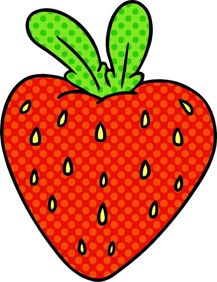 tecknad doodle av en färsk jordgubbe vektor