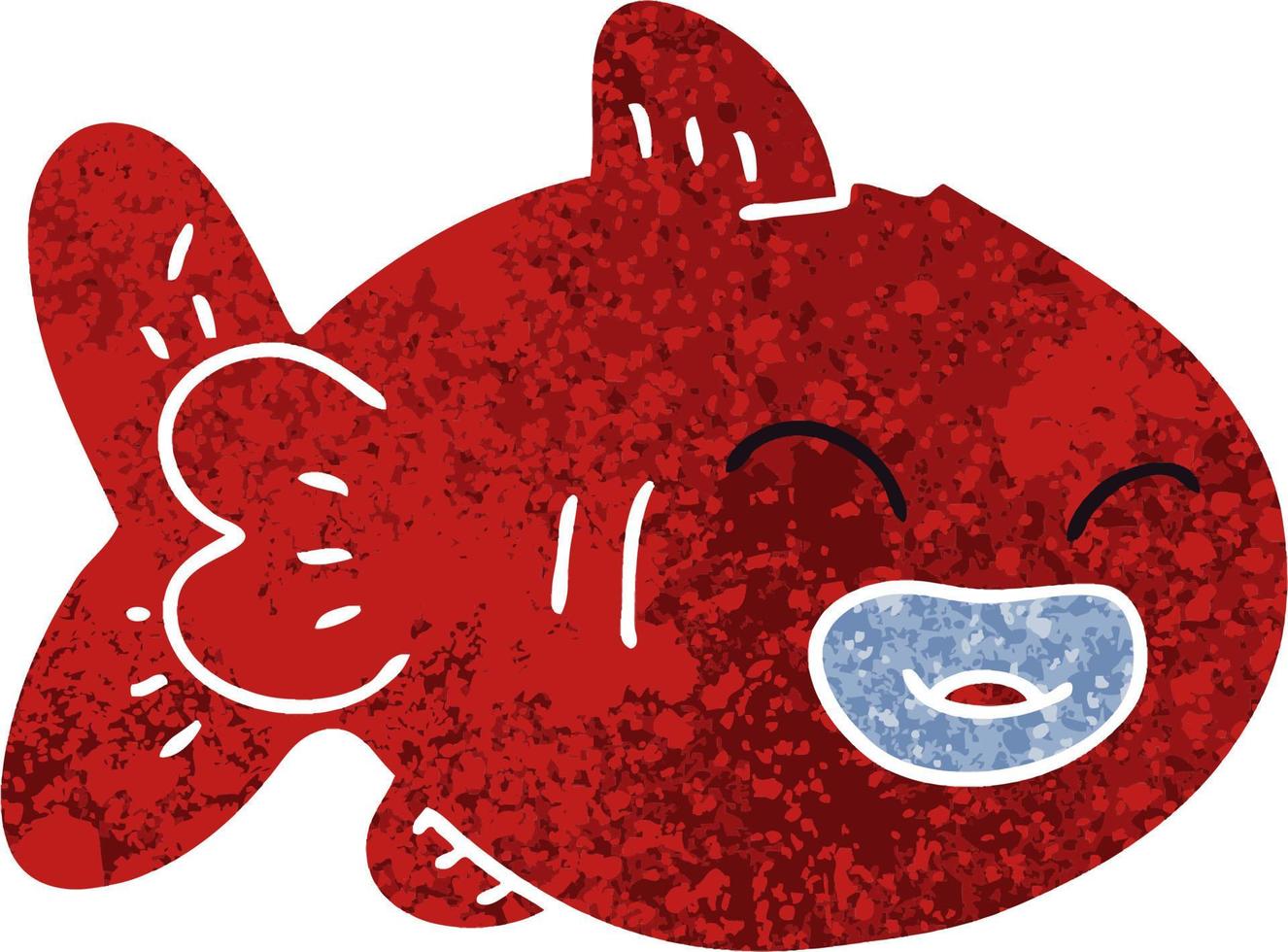 knäppa retro illustration stil tecknad fisk vektor