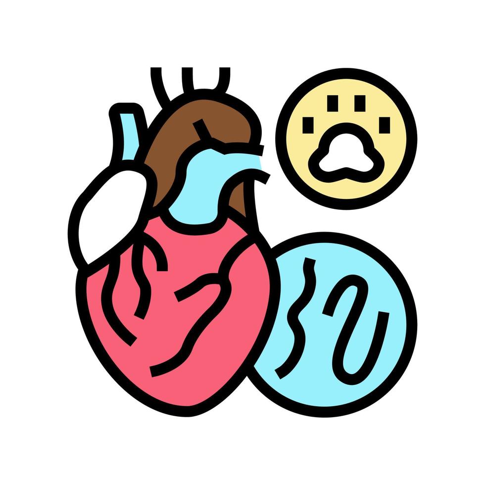 hjärtmask sjukdom färg ikon vektor illustration