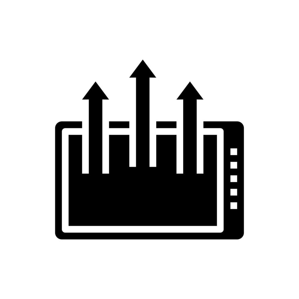 tablett gadget pilar upp glyph ikon vektorillustration vektor