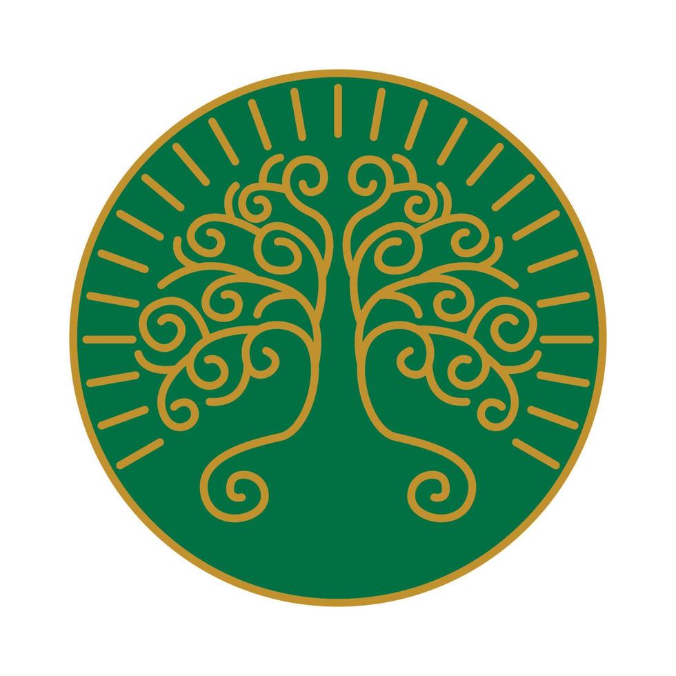 dekorative Linie Baum-Vektor-Logo-Vorlage vektor