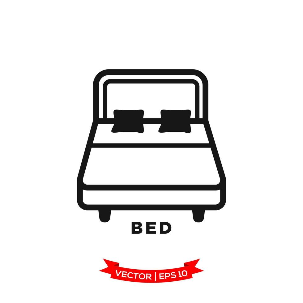 sovrum illustration, säng ikon i trendig platt stil vektor