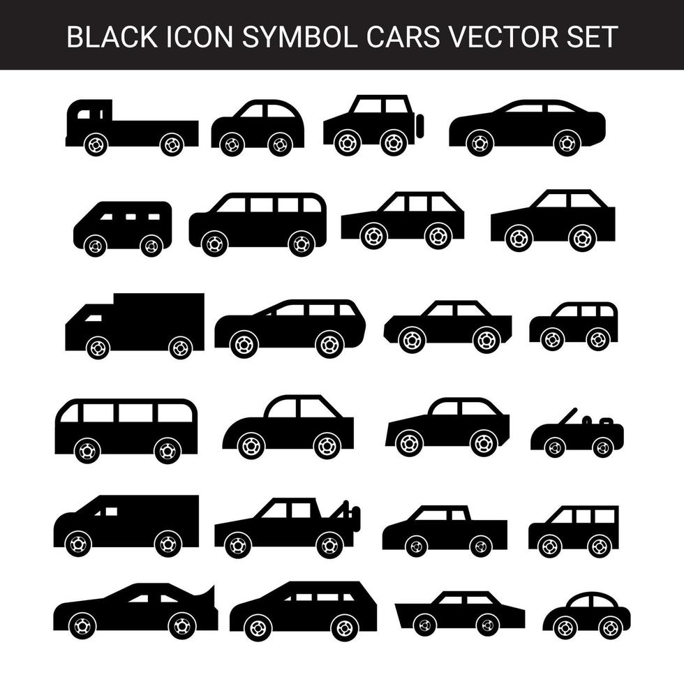 svart platt geometriska bilar ikon symbol vektoruppsättning vektor