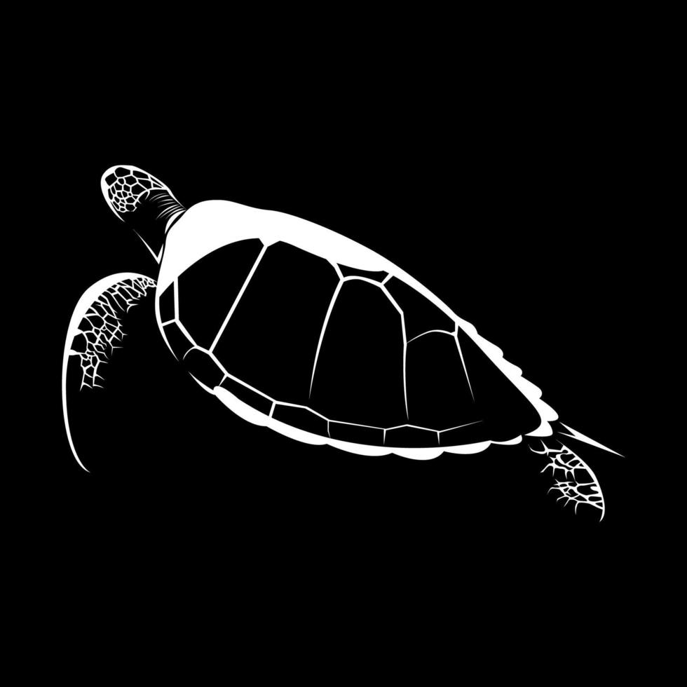 silhuett av sköldpadda isolerad på svart bakgrund vektorillustration vektor
