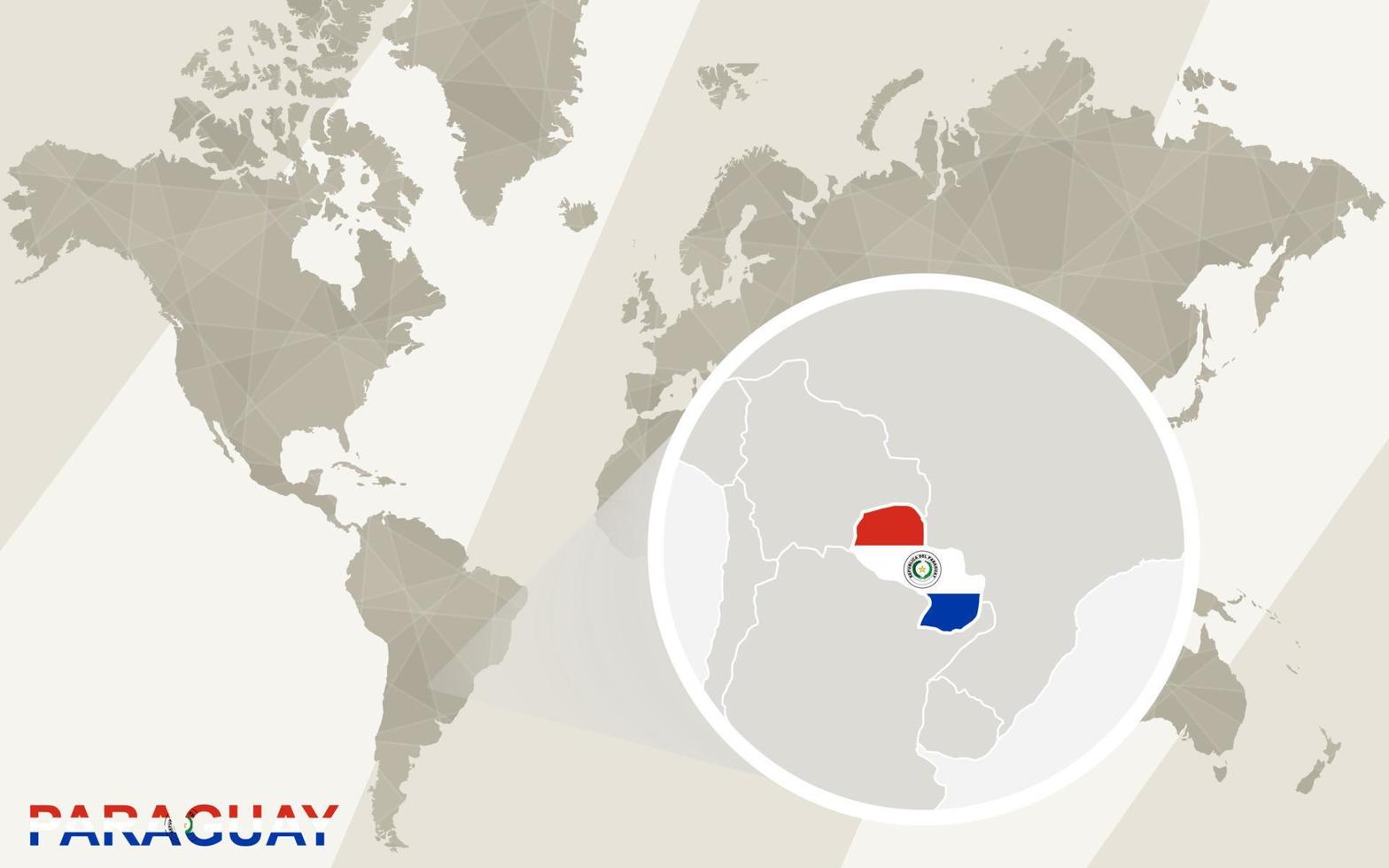 zooma på paraguaykarta och flagga. världskarta. vektor