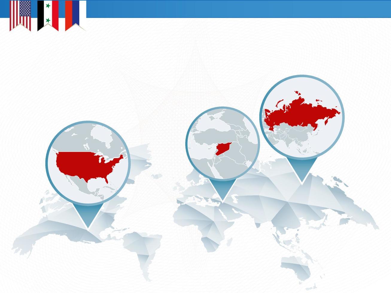 infografiken des konflikts in den usa, syrien und russland. vektor