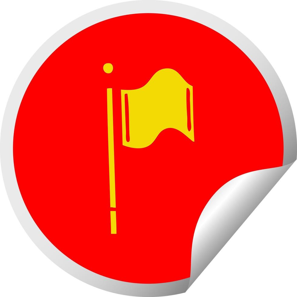 kreisförmige Peeling-Aufkleber Cartoon rote Fahne vektor