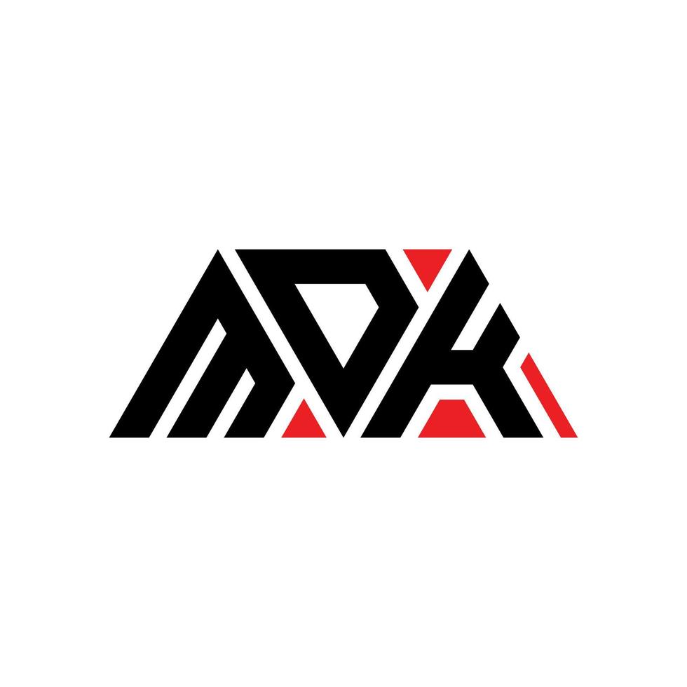 mdk-Dreieck-Buchstaben-Logo-Design mit Dreiecksform. mdk-Dreieck-Logo-Design-Monogramm. mdk-Dreieck-Vektor-Logo-Vorlage mit roter Farbe. mdk dreieckiges Logo einfaches, elegantes und luxuriöses Logo. mdk vektor