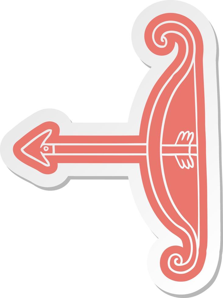 tecknad klistermärke av en pil och båge vektor