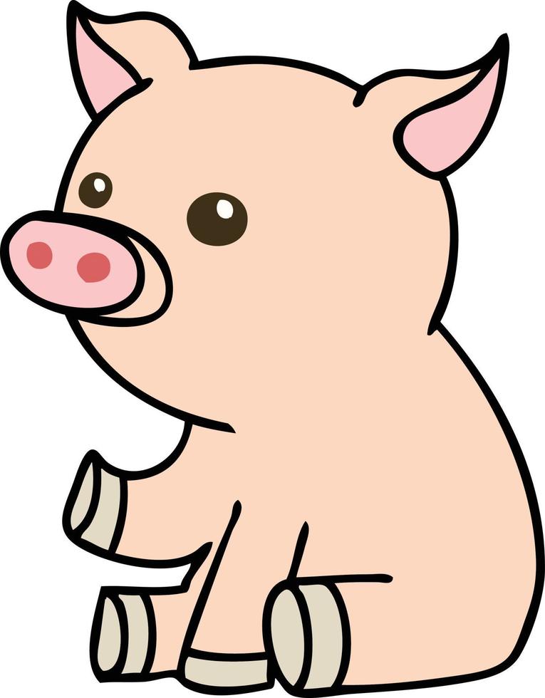 skurriles handgezeichnetes Cartoon-Schwein vektor