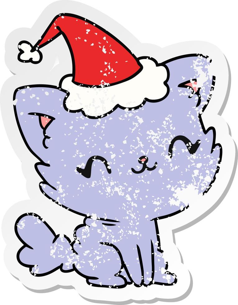 Weihnachten beunruhigter Aufkleber Cartoon der kawaii Katze vektor