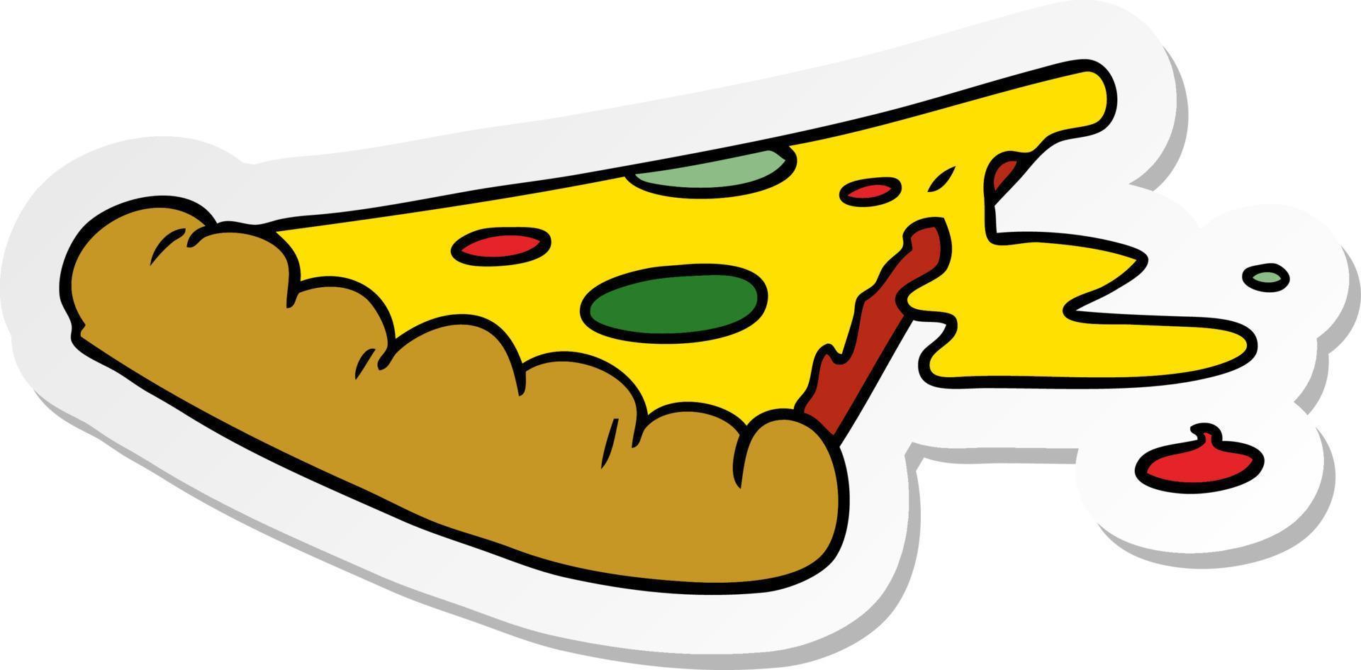 klistermärke tecknad doodle av en skiva pizza vektor