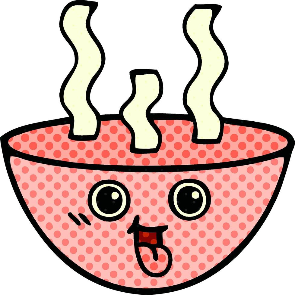 Cartoon-Schüssel im Comic-Stil mit heißer Suppe vektor