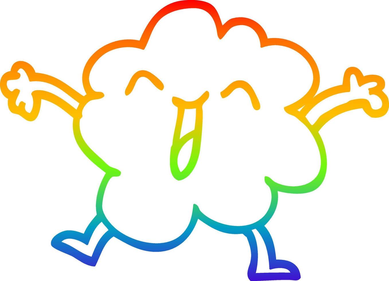 Regenbogen-Gradientenlinie Zeichnung Cartoon glückliche graue Wolke vektor