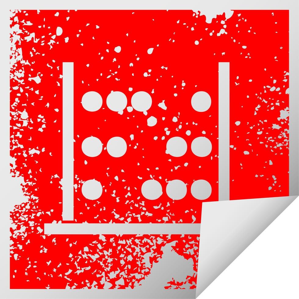Distressed Square Peeling Aufkleber Symbol Mathe Abakus vektor