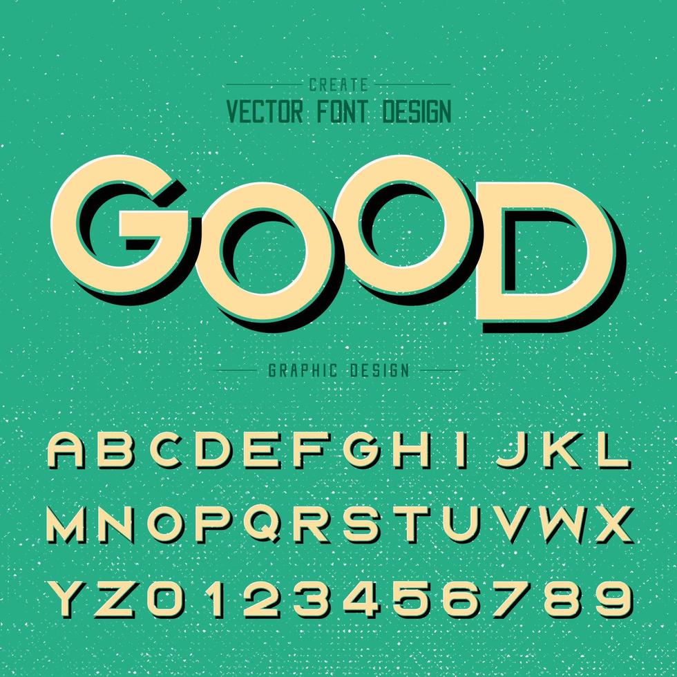 Schriftart und Alphabetvektor, modernes Briefdesign und grafischer Text auf grünem Hintergrund vektor