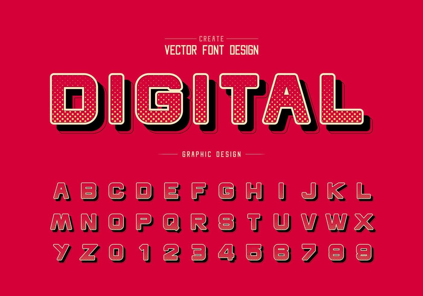 halvton cirkel teckensnitt och runda alfabetet vektor, digital design typsnitt bokstav och nummer vektor