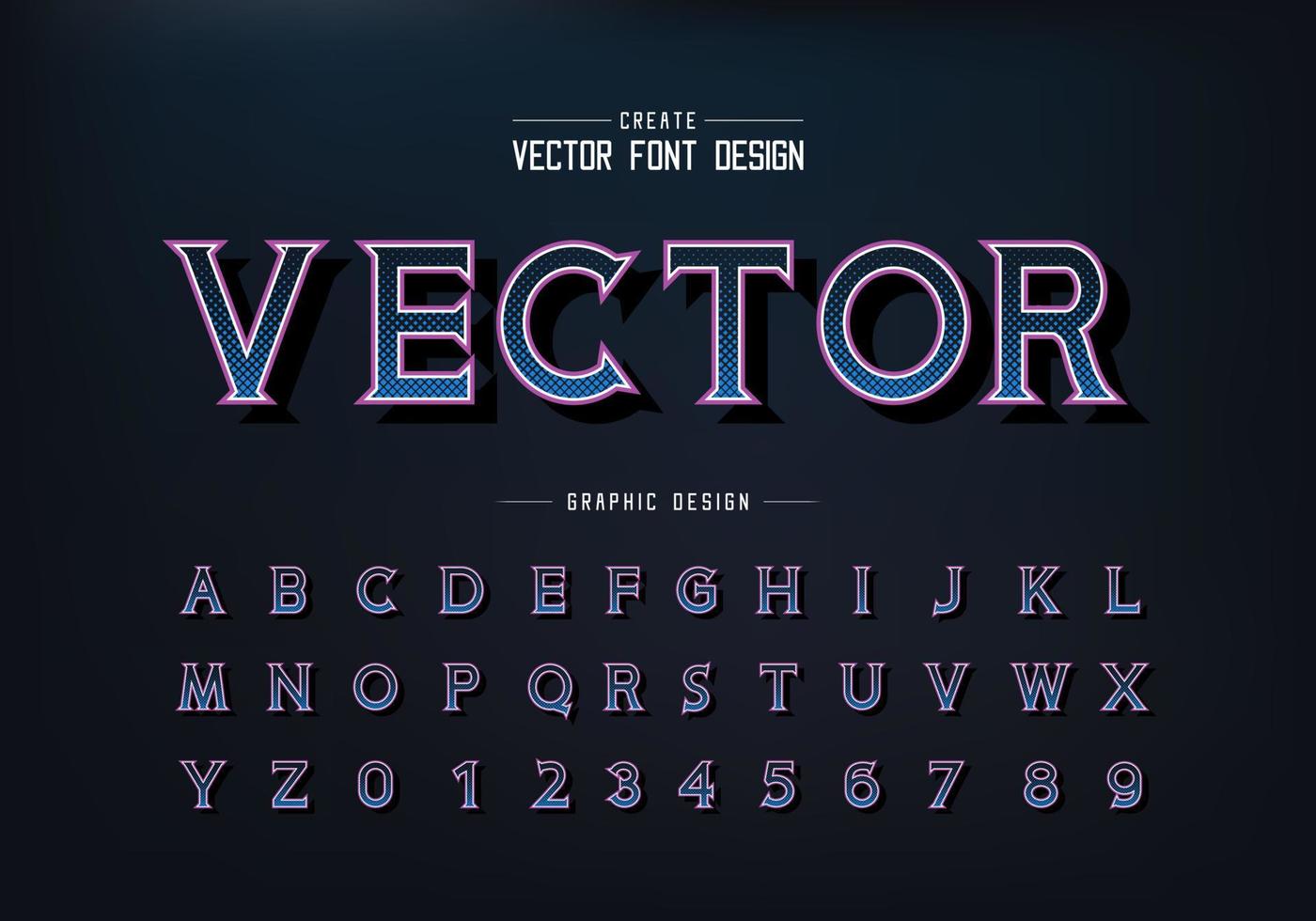 halvton teckensnitt och alfabet vektor, digital idé typsnitt bokstav och nummer design vektor