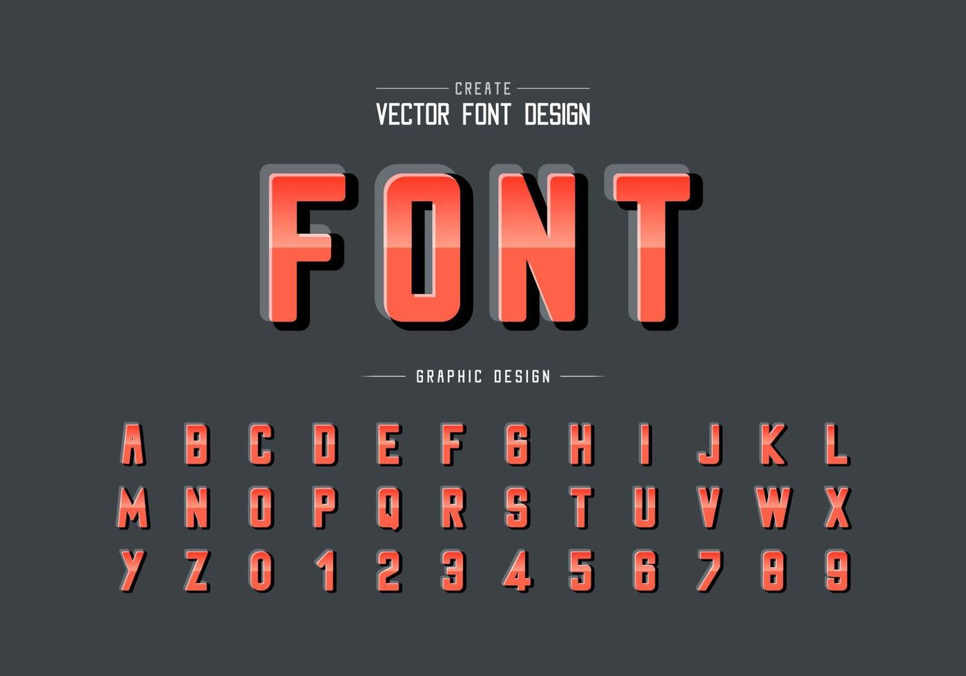 gradient teckensnitt och reflekterande alfabetsvektor, rund typsnitt och bokstavsnummer design, grafisk text på bakgrunden vektor