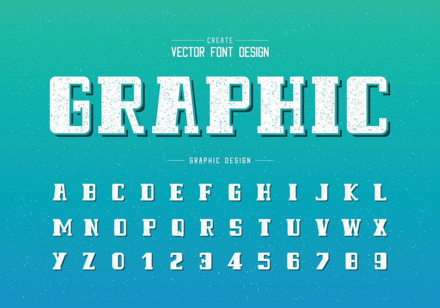 textur fet typsnitt och alfabet vektor, manus och nummer design, grafisk text på grunge bakgrund vektor