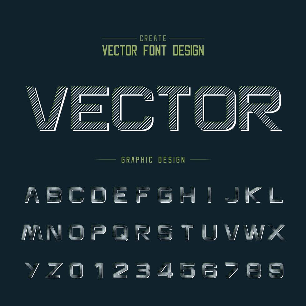 schrift- und alphabetvektor, liniendesign-schriftbildbuchstabe und -zahl, grafischer text auf hintergrund vektor