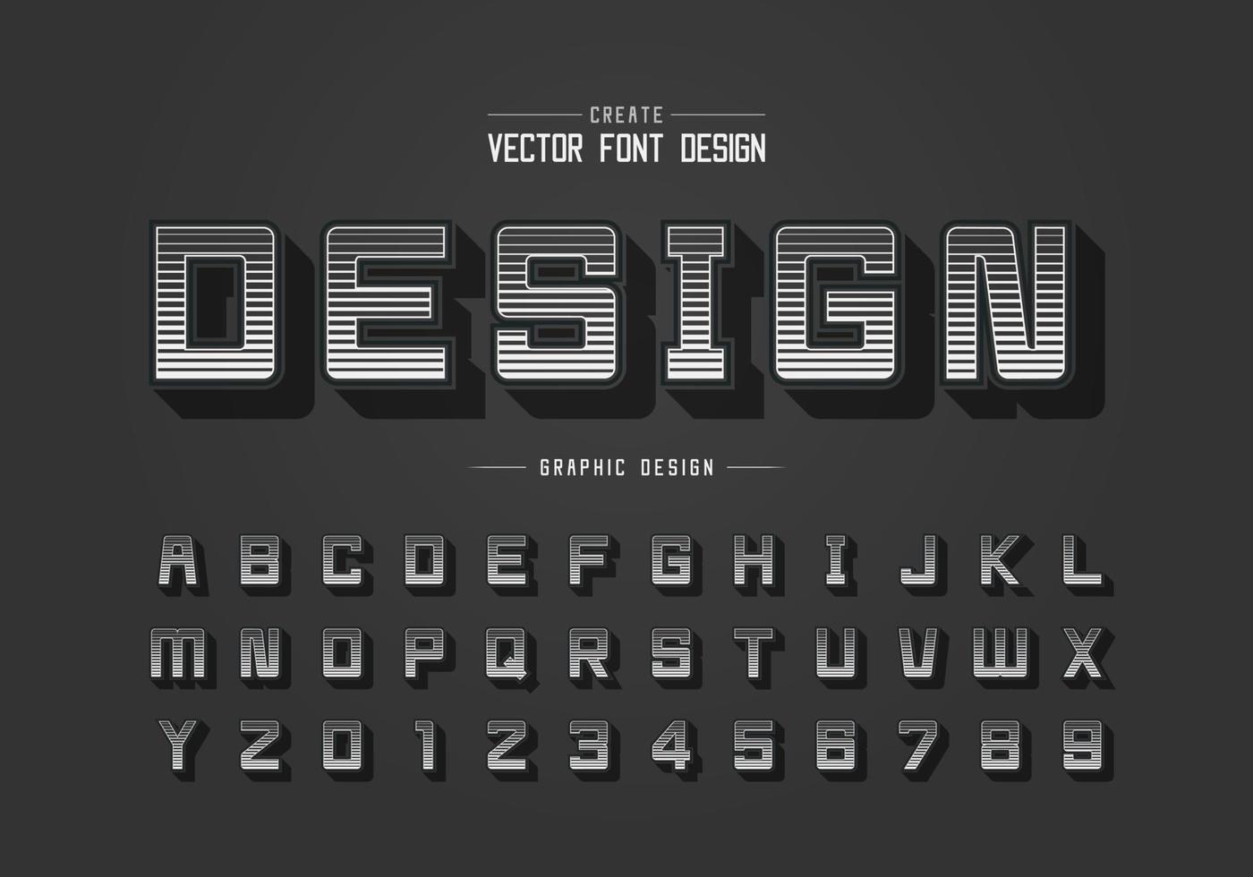 Linienschrift und Alphabetvektor, digitales quadratisches Buchstaben- und Zahlendesign vektor