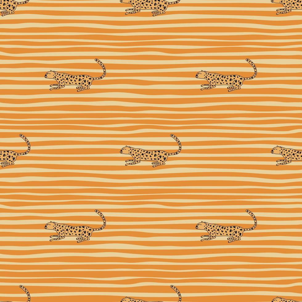 doodle cheetah seamless mönster. handritad söt leopard oändlig tapet. vilda djur bakgrund. vektor